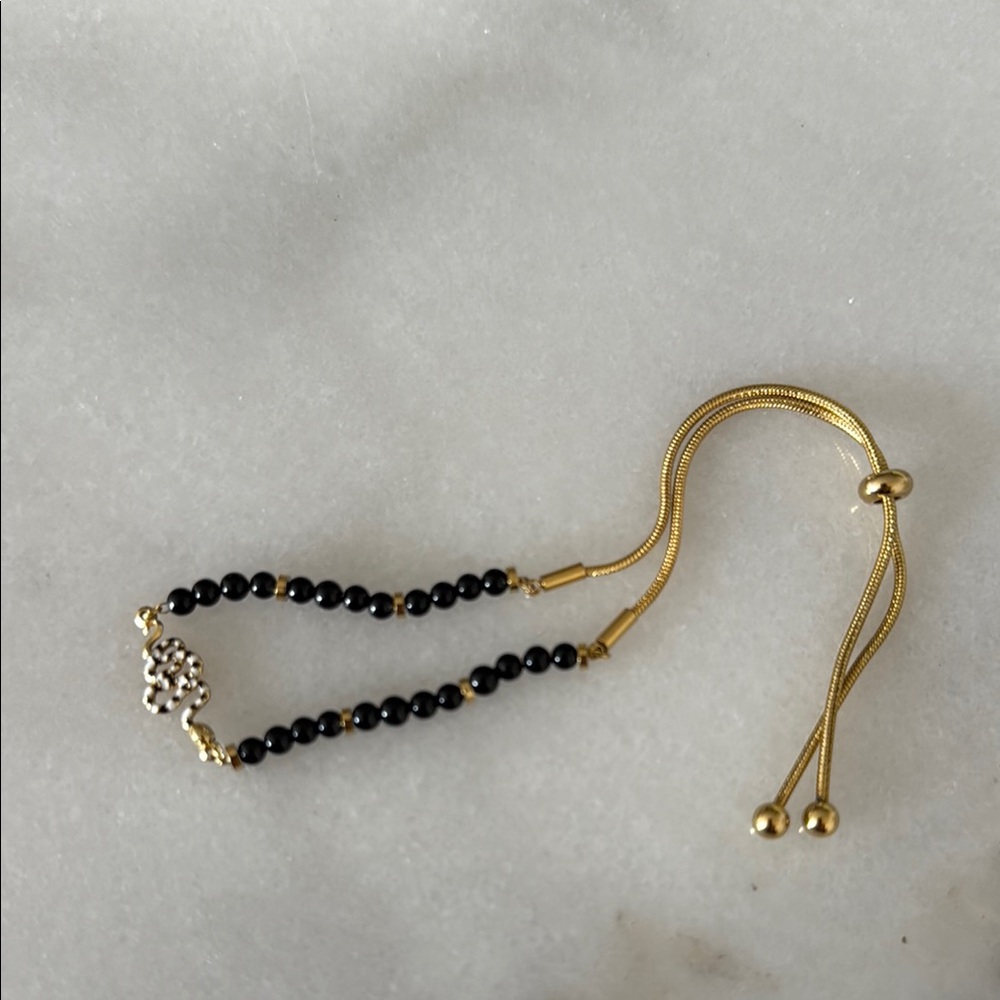 Gold and Black Beaded Bracelet